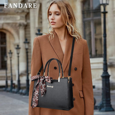 FANDARE Damen Handtasche Grosse Henkeltaschen Elegante Schultertasche Umhängetaschen PU-Leder Tote B