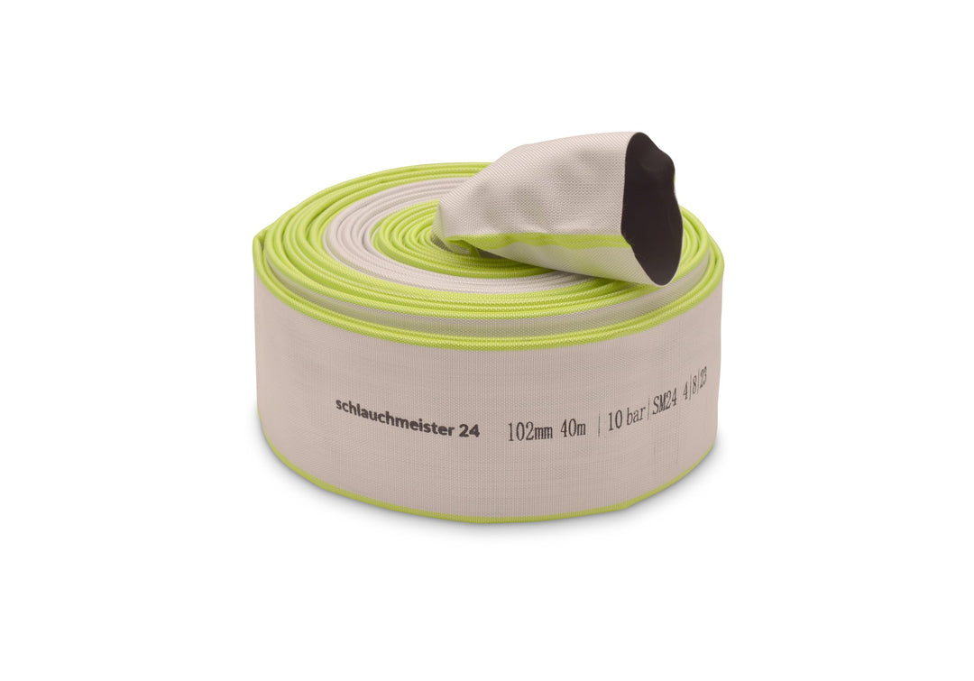 Ø 4 Zoll - 102 mm, 40 m Flachschlauch | Bauschlauch | Industrieschlauch | Synthetischer Gummi, Weiss