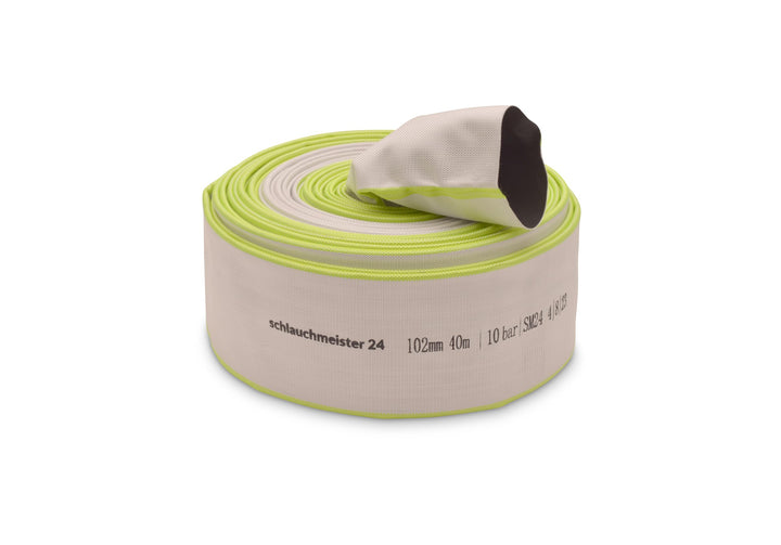 Ø 4 Zoll - 102 mm, 40 m Flachschlauch | Bauschlauch | Industrieschlauch | Synthetischer Gummi, Weiss
