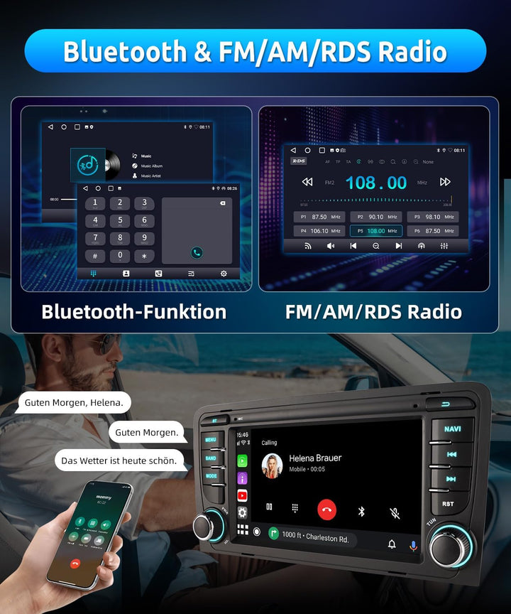ESSGOO Autoradio für Audi A3 8P, S3 8P, RS3 8PA Black A3, Black A3