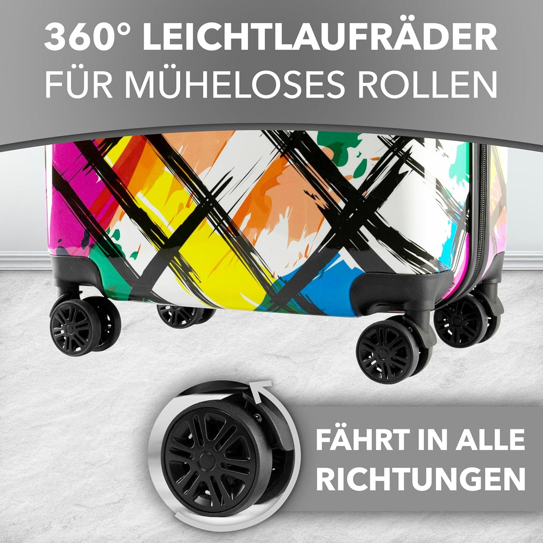 Xonic Design Reisekoffer - Hartschalen-Koffer mit 360° Leichtlauf-Rollen - hochwertiger Trolley mit