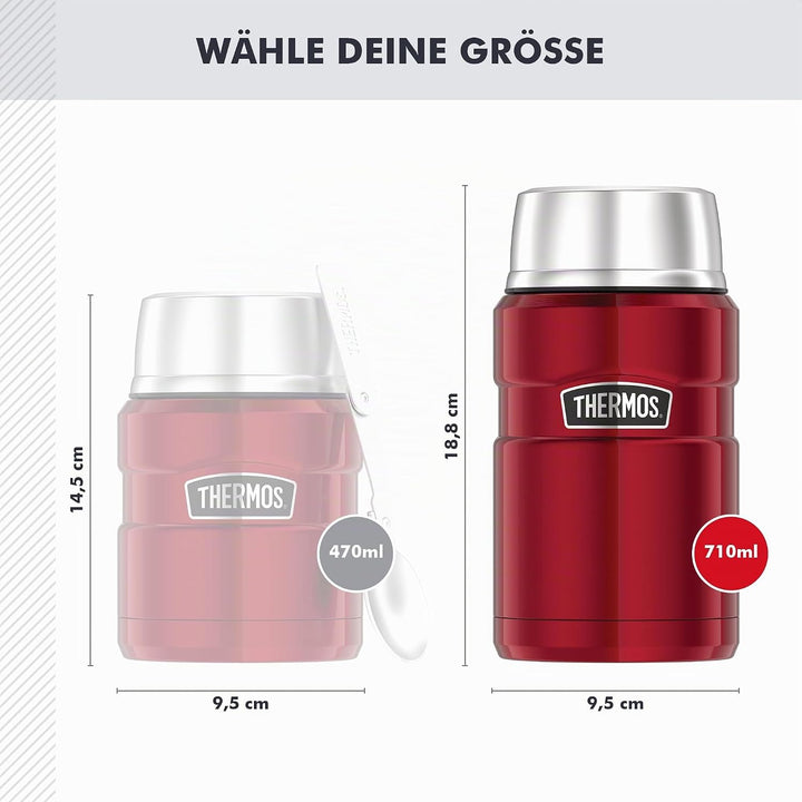 Thermos STAINLESS KING FOOD JAR 0,71l, cranberry red, Thermosbehälter aus Edelstahl, 14h heiss / 24h