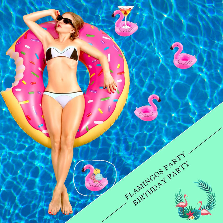 90 Stück Aufblasbarer Flamingo-Getränkehalter Bulk Blow Up Flamingo Drink Float Pink Aufblasbarer Fl