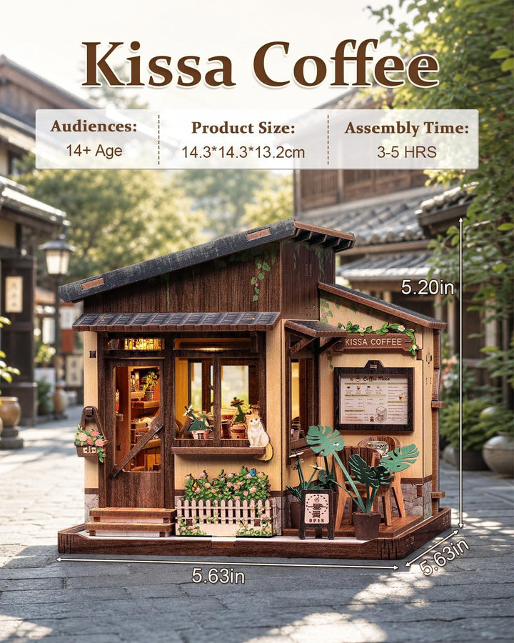 Book Nook Kit - Miniatur Puppenhaus mit LED: 3D Holz-Puzzle Buchstütze, Retro-Deko für Bücherregal,