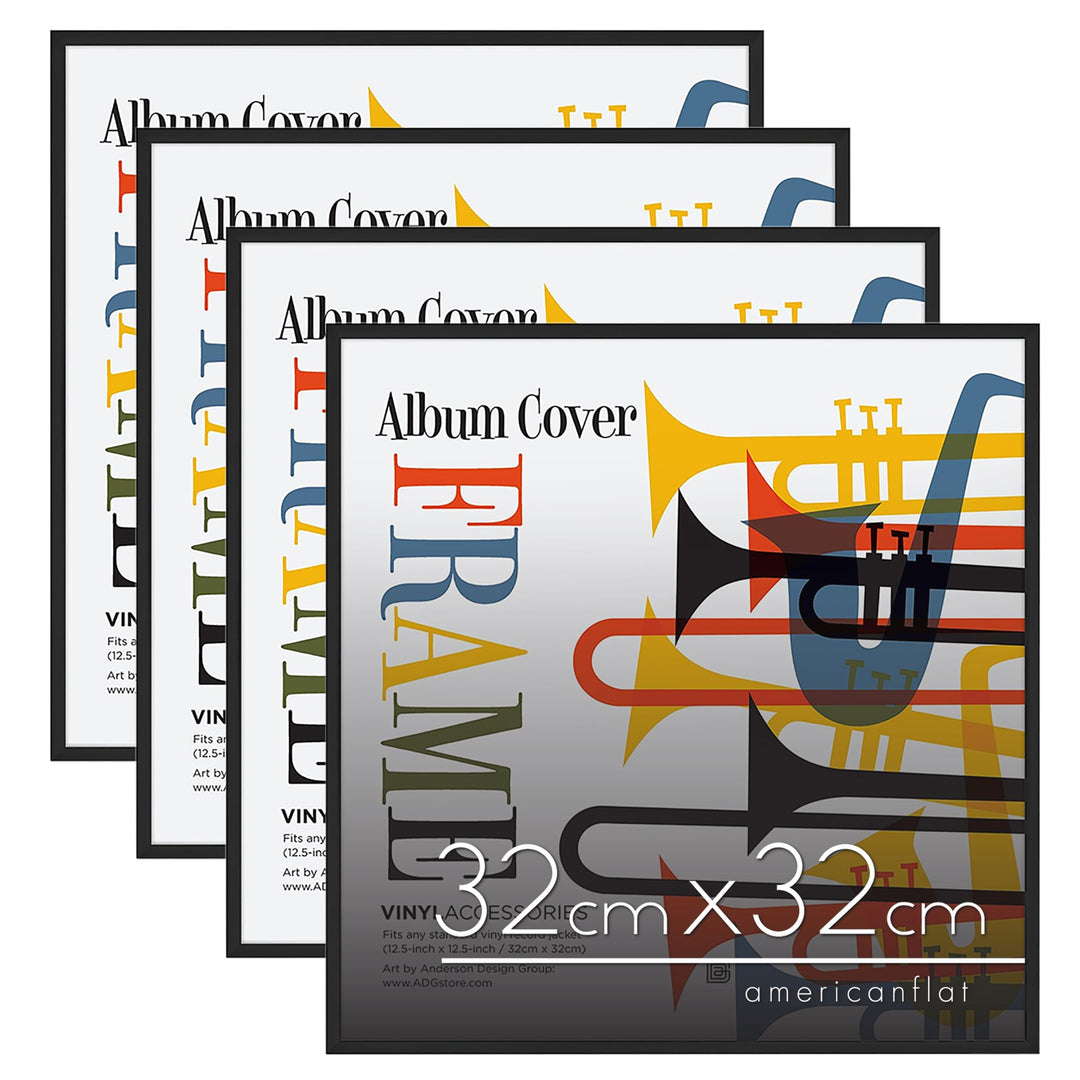 Americanflat 32x32 Schallplatten Rahmen Wand - Vinyl Rahmen mit Poliertem Plexiglas und Schlankem Mi
