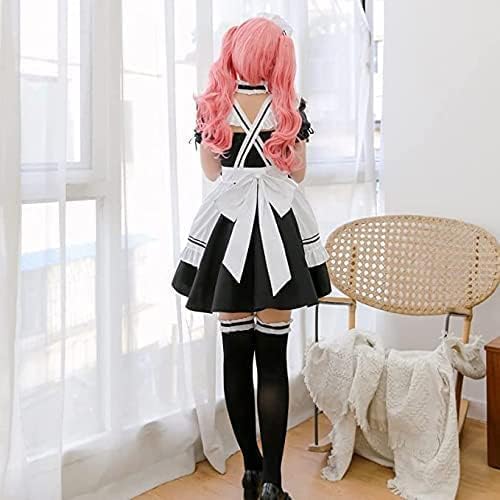 CarolynDesign Japanisches Anime Sissy Maid Dress Anime French Maid Schürze Kostümset Schwarz L, Schw