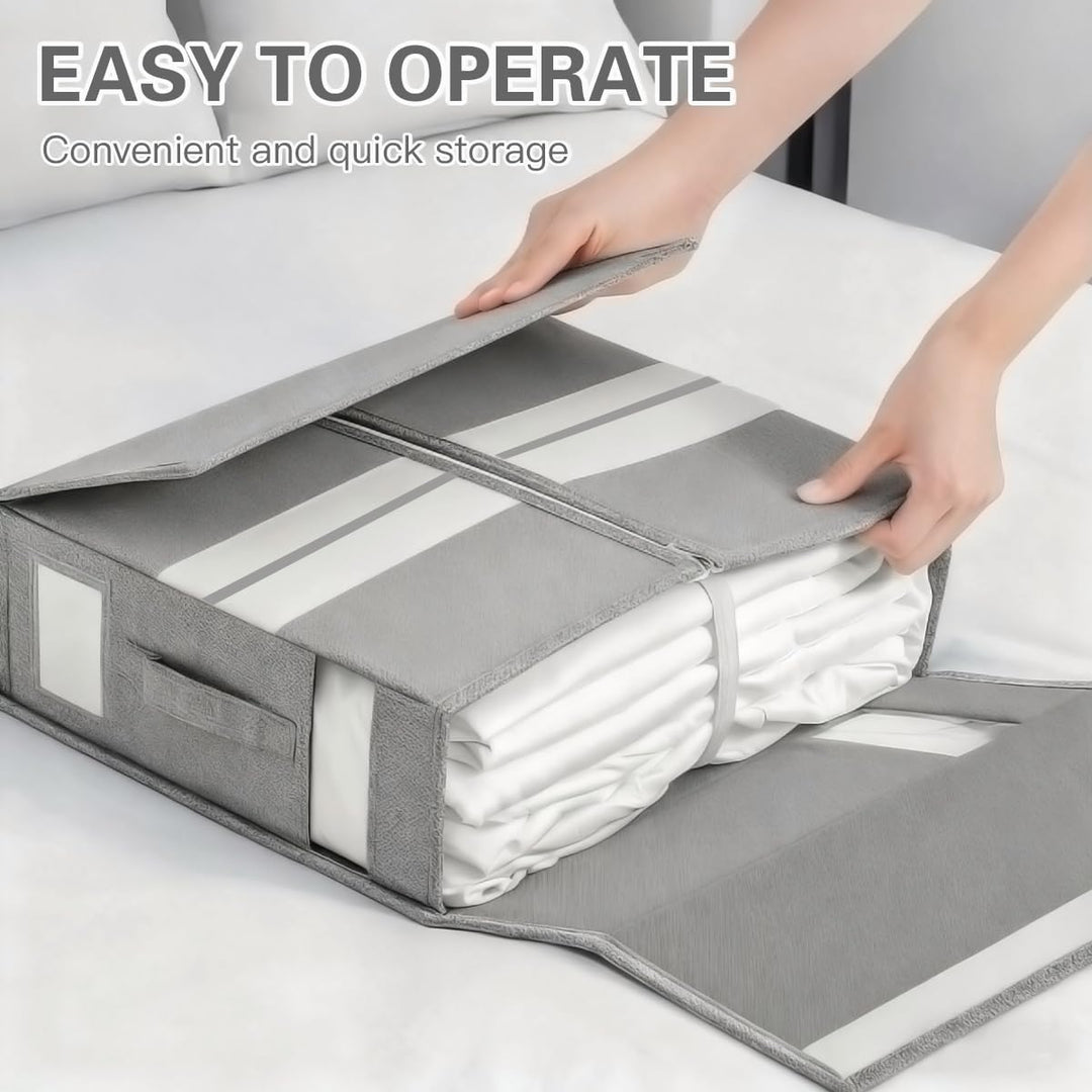 6 Stück Aufbewahrung Bettwäsche Organizer, Grau Bettwäsche Organizer Box Unterbett Organizer, Faltba