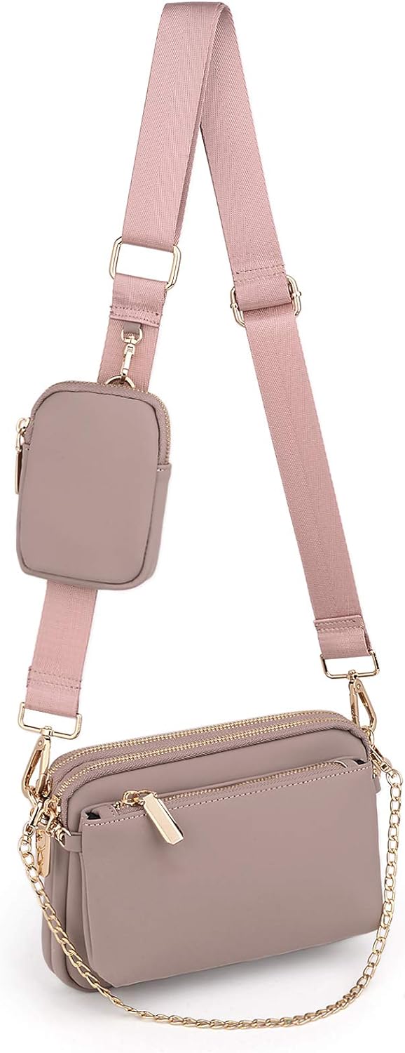 UTO Umhängetasche Damen 3 in 1 Crossbody Bag Damen Breiter Gurt mit Münzbeutel Handtasche mit Abnehm