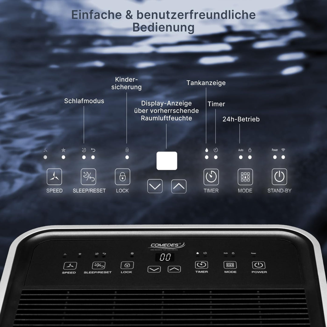 Comedes Demecto 30 eco WiFi – Luftentfeuchter Bautrockner (max. 25 Liter / 24h) Geeignet für alle Rä