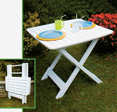 Quadratischer Camping-Klapptisch, Made in Italy, 44x50x44 cm, weisse Farbe