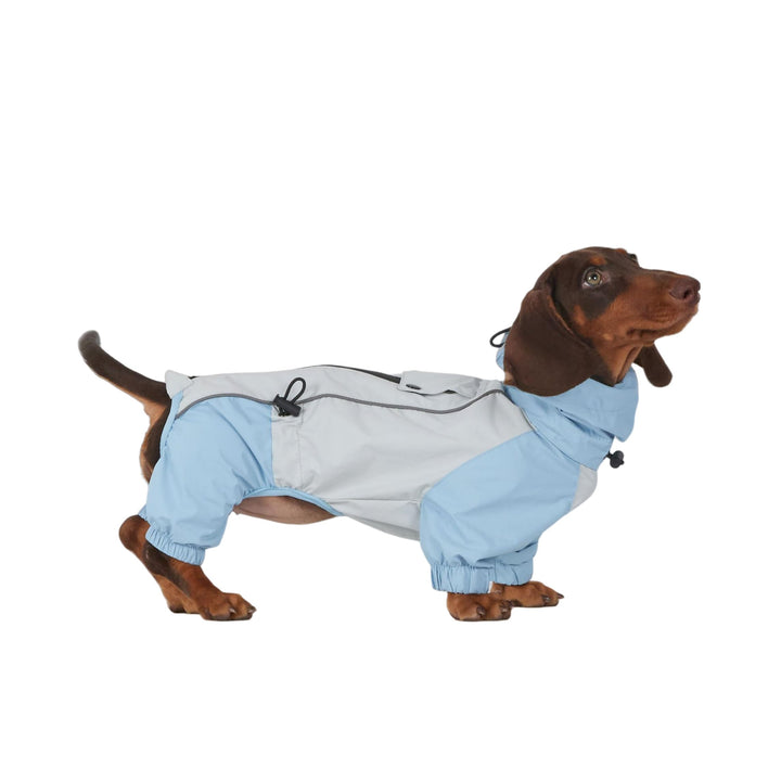 Dackel Regenmantel, wasserdichte 4-Bein Hundejacke, Leichter Outdoor Windbreaker für Mini Dackel(L(8