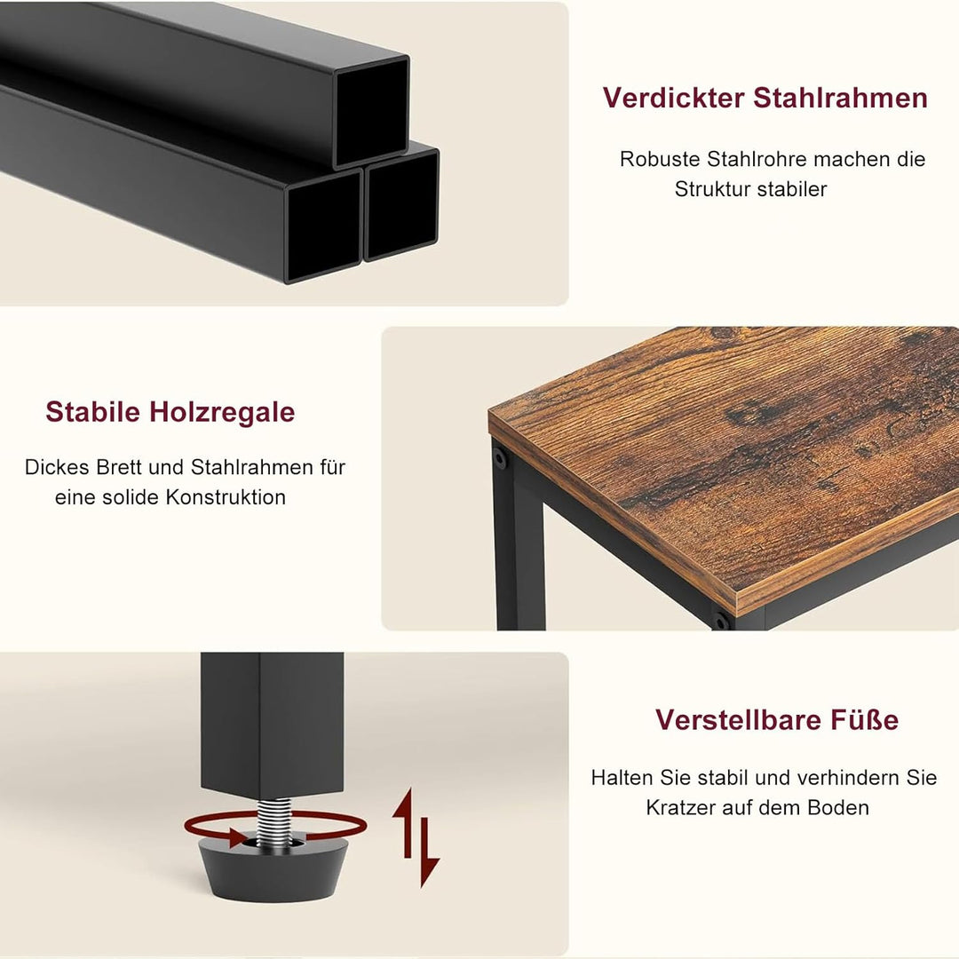 MISSLO Kleiner Beistelltisch, Schmaler Tisch mit 2 Etagen, Nachttisch für Wohnzimmer, Schlafzimmer,