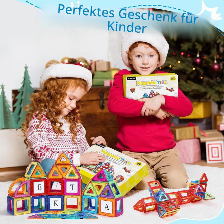 ECHOCUBE Magnetic Building Blocks Set 70PCS - Educational Magnet Tiles mit Hellen Farben, Kinder Con