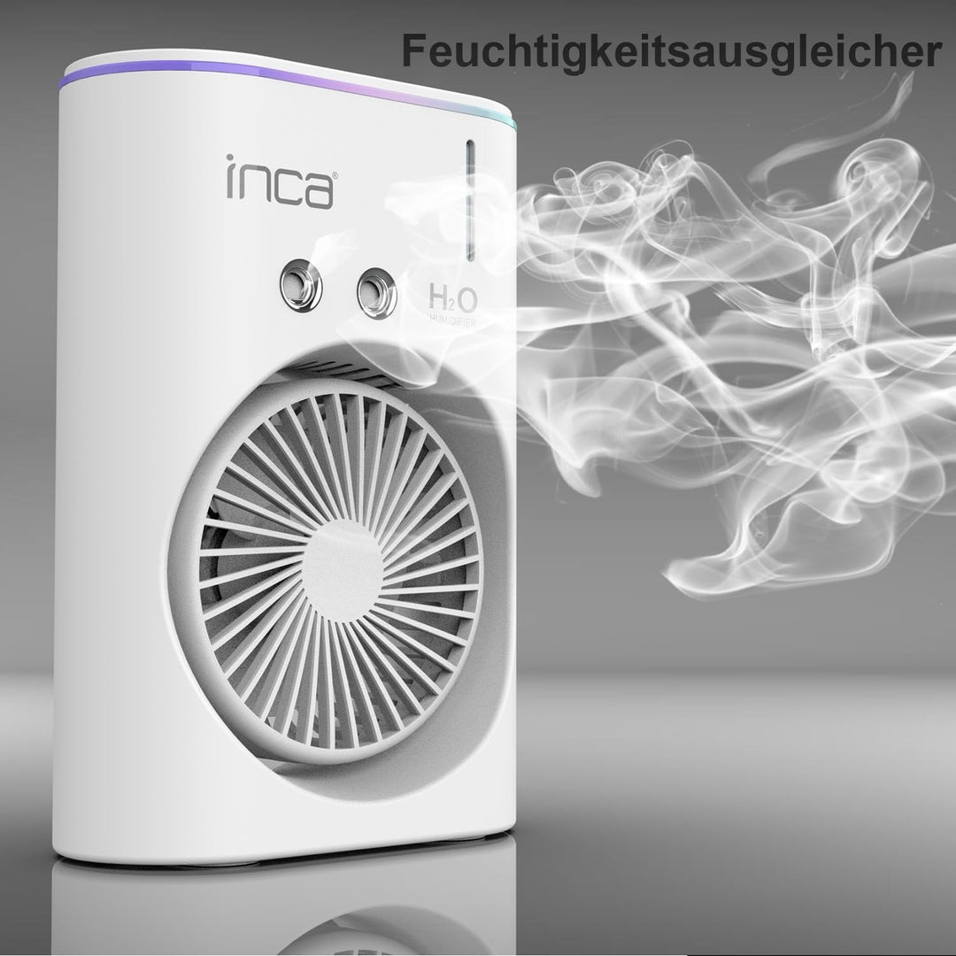 İnca Tischventilator mit Wasserkühlung & Sprühnebel IMF-10B USB Akku Ventilator tragbar & leise mit