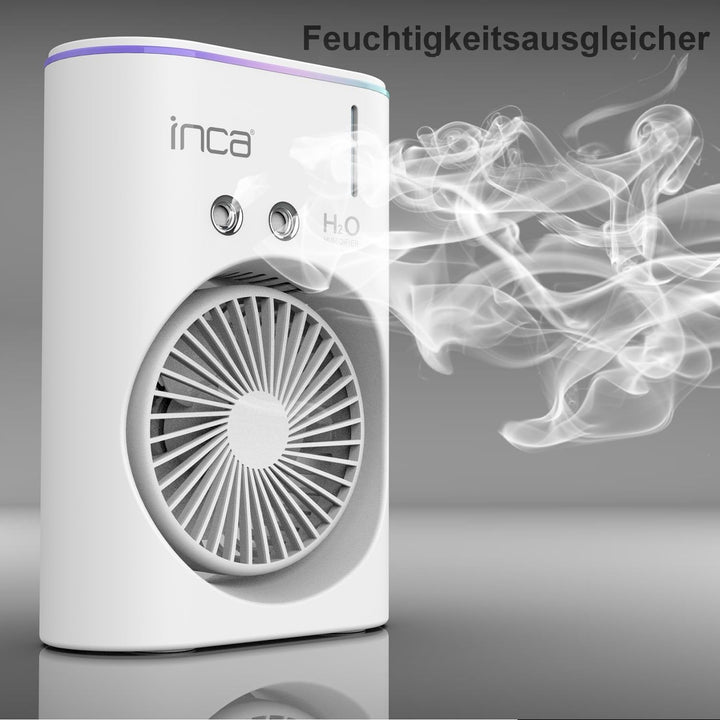 İnca Tischventilator mit Wasserkühlung & Sprühnebel IMF-10B USB Akku Ventilator tragbar & leise mit