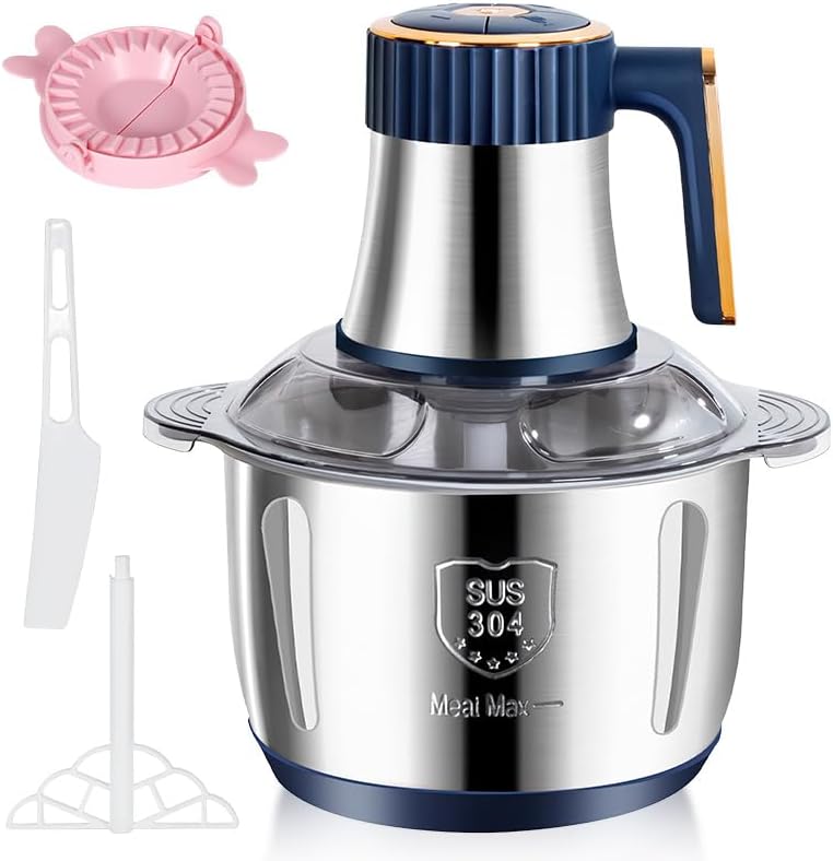 Zerkleinerer Elektrisch 500 W, 5L Elektrischer Fleischwolf mit 5 Geschwindigkeit und 6-Edelstahlklin