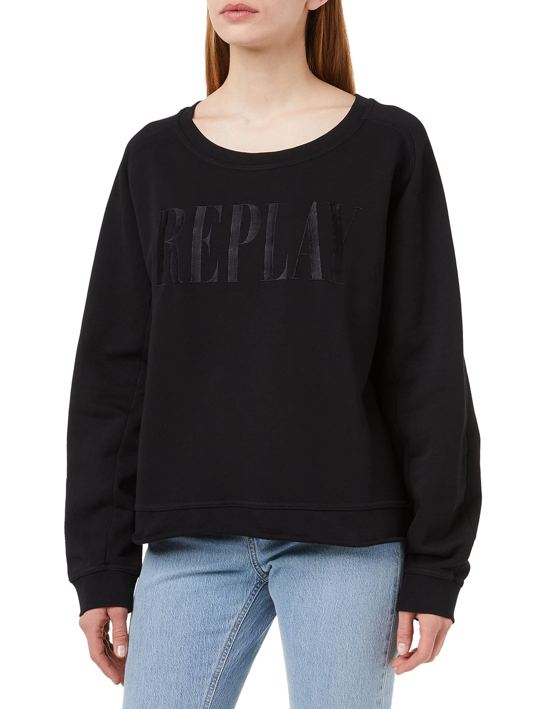 Replay Damen Sweatshirt aus 100% Baumwolle S Black 098, S Black 098