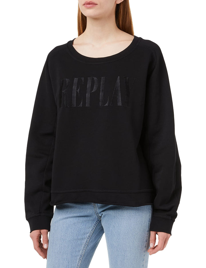 Replay Damen Sweatshirt aus 100% Baumwolle S Black 098, S Black 098