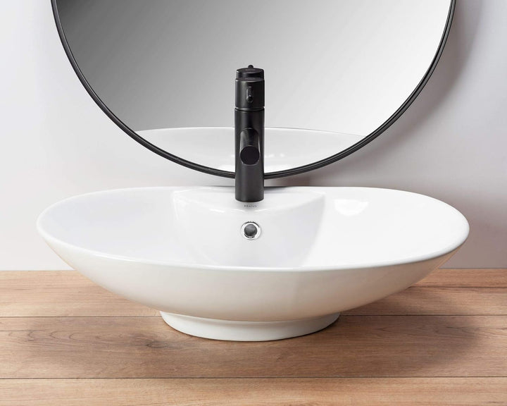 VBChome Waschbecken 59 x 39 cm Keramik Oval Waschtisch Handwaschbecken AUFSATZWASCHBECKEN WASCHSCHAL
