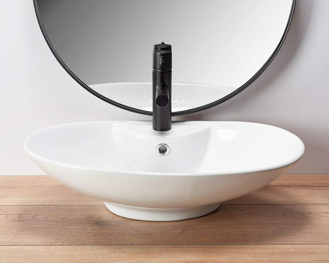 VBChome Waschbecken 59 x 39 cm Keramik Oval Waschtisch Handwaschbecken AUFSATZWASCHBECKEN WASCHSCHAL