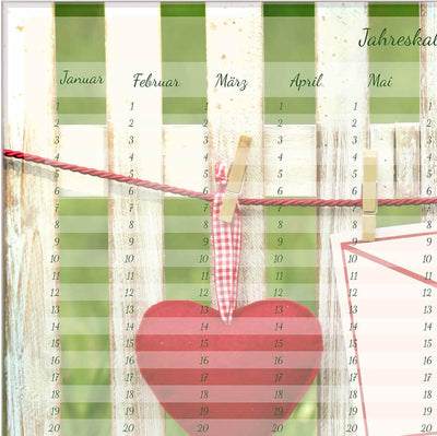 banjado® Wandkalender abwischbar aus Glas 60x40 cm/Jahresplaner abwischbar mit Motiv Botschaft mit H