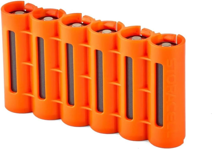 Storacell AA-Batterie-Aufbewahrungsbehälter (2er-Pack), Orange, hält 6 AA-Batterien (Nicht im Liefer