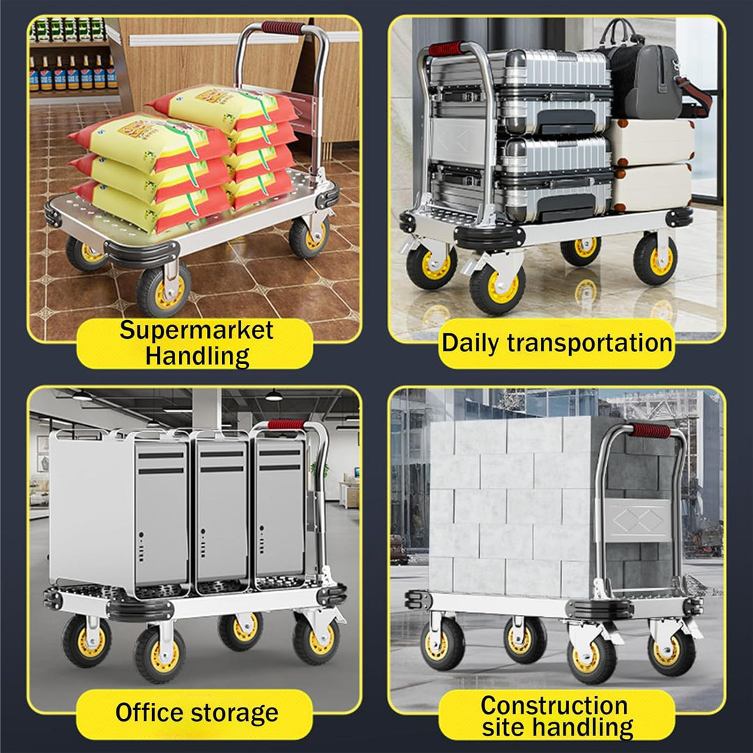 Plattformwagen 500 kg, Robuste Klappbarer Transportwagen, 90x60cm | Sackkarre mit Kollisionssicherem