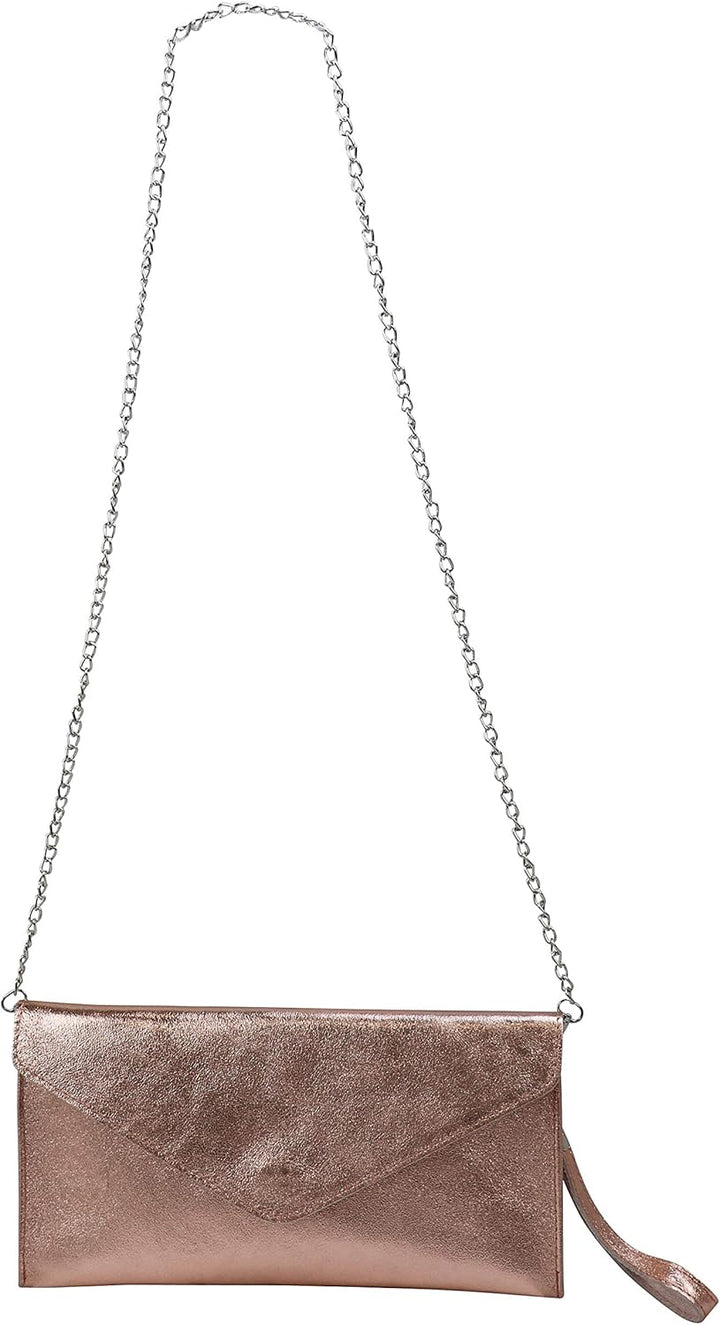 SH Leder Echtleder Clutch Umhängetasche kleine Tasche Abendtasche in Wildleder oder Metallic 31,5x16