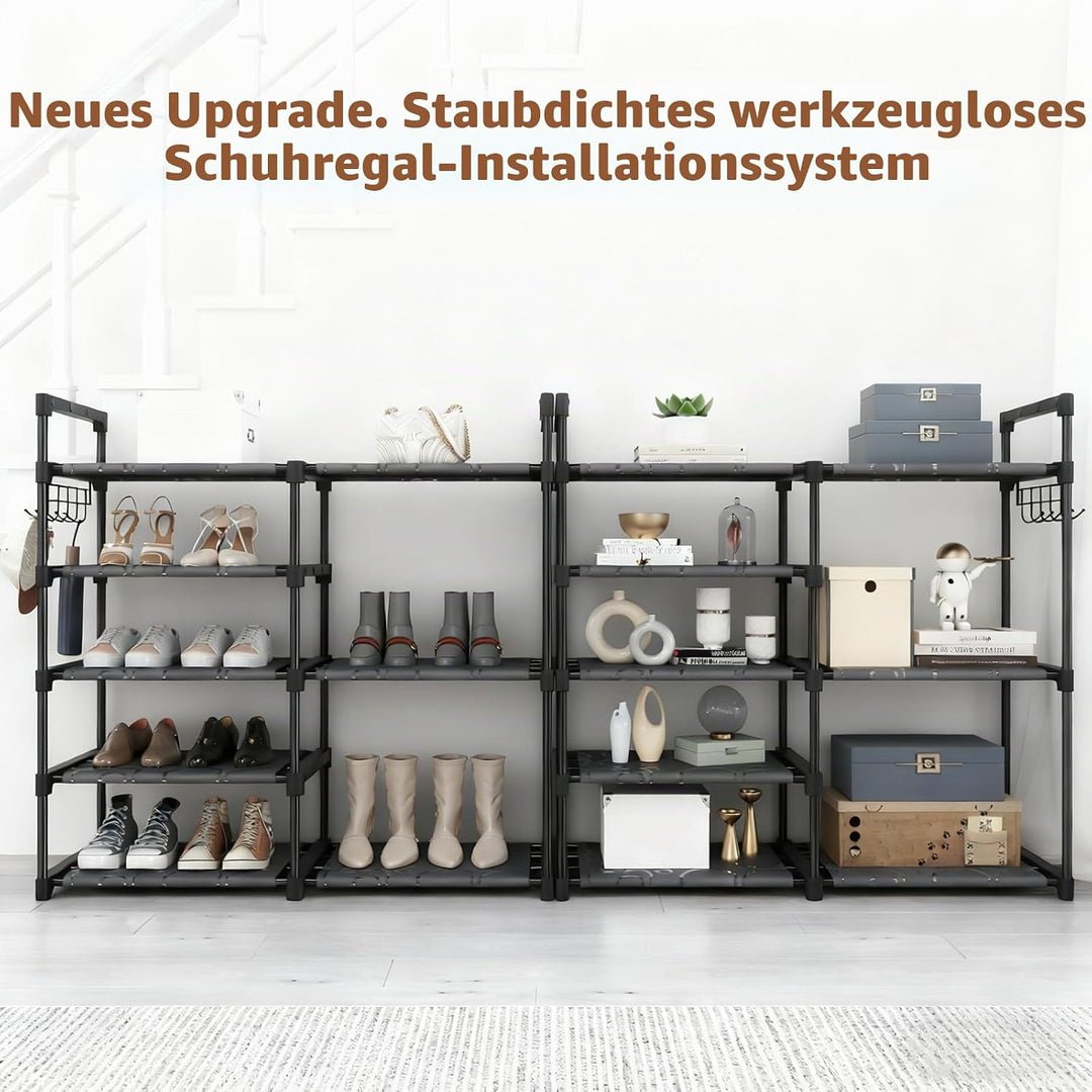 5 Ebenen Schuhregal, 83 cm Breit Platzsparend Schuhständer mit hoher Etage für Stiefel, Freistehende