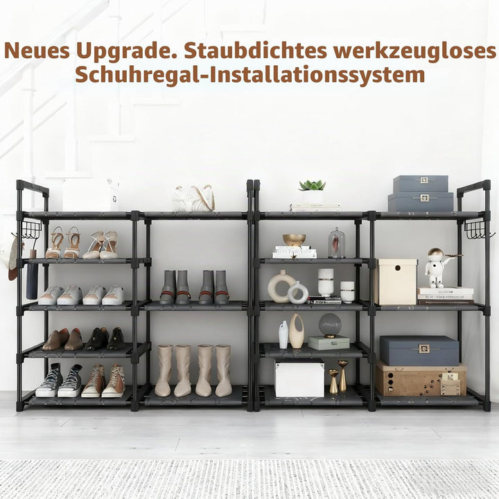 5 Ebenen Schuhregal, 83 cm Breit Platzsparend Schuhständer mit hoher Etage für Stiefel, Freistehende