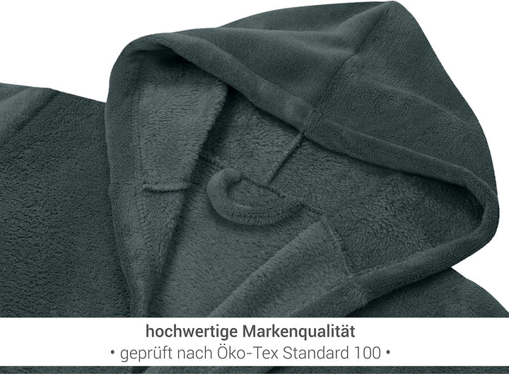Kinder Bademantel - Kuschelfleece für Jungen u Mädchen 1522.2202 9-11 Jahre Anthrazit, 9-11 Jahre An