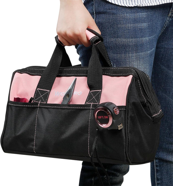 WORKPRO Pink Werkzeug Set Rosa Werkzeugkoffer 106-teilig Haushalts-Werkzeugsatz Reparatur inkl. Tasc