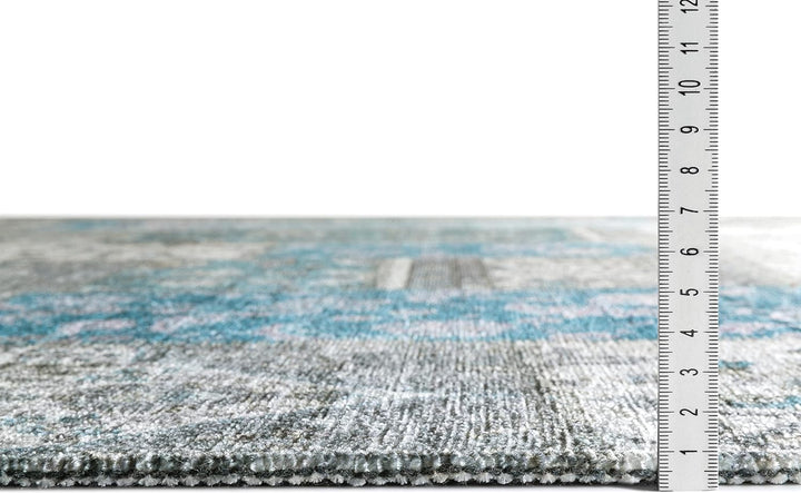 TESSO LIVING Kelim Patchwork Teppich Wohnzimmer Blau 80 X 195 cm, Moderner Kurzflor Teppich, Super S