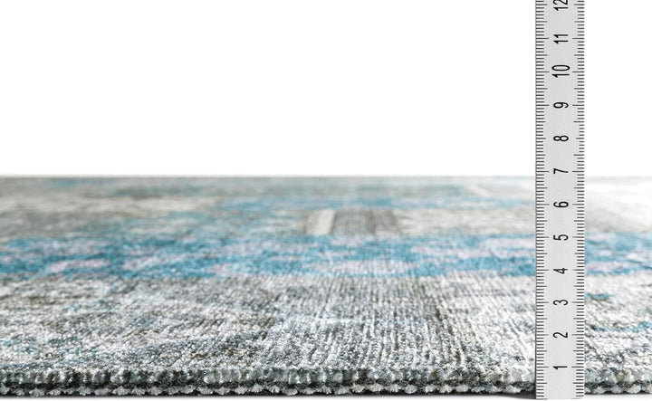 TESSO LIVING Kelim Patchwork Teppich Wohnzimmer Blau 80 X 145 cm, Moderner Kurzflor Teppich, Super S