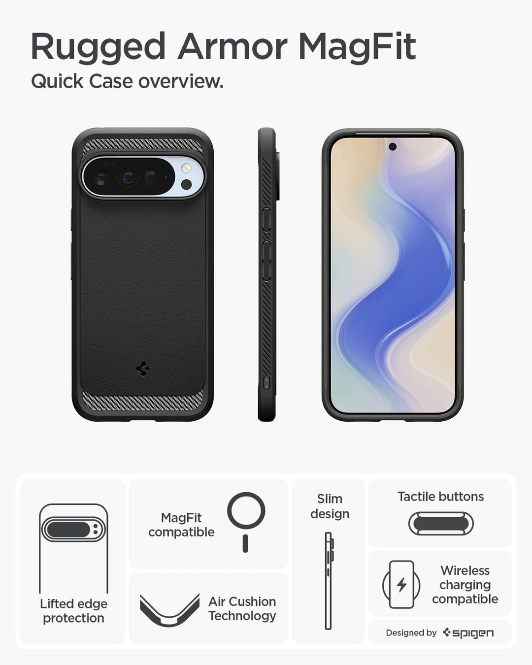 Spigen Rugged Armor MagFit Hülle für Google Pixel 10 und Pixel 10 Pro, Kompatibel Mit Pixelsnap und