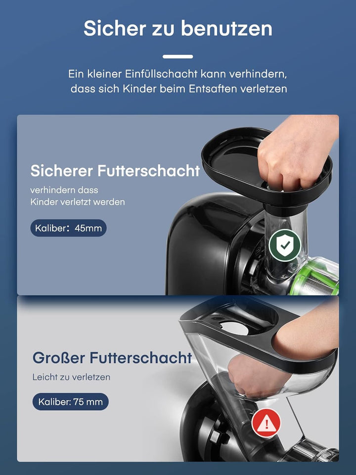 HOUSNAT Slow Juicer, Entsafter Gemüse und Obst, Profi Entsafter mit Ruhigem Motor │ Umkehrfunktion │