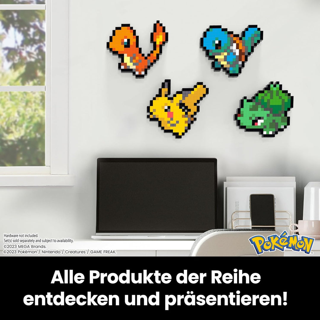 MEGA Pokémon Schiggy - zusammenbaubare Figur im Retro-Look, Pixel Art, 15 cm gross, inklusive Basis
