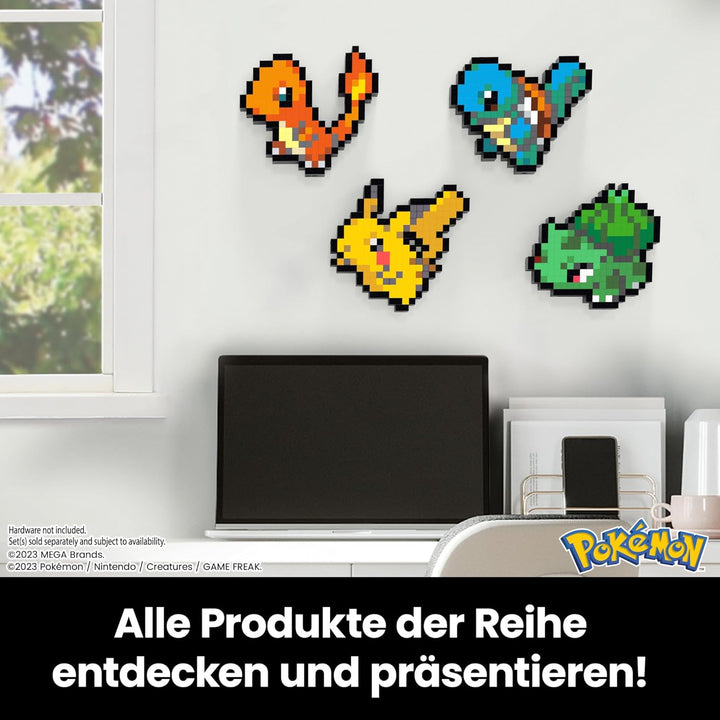 MEGA Pokémon Schiggy - zusammenbaubare Figur im Retro-Look, Pixel Art, 15 cm gross, inklusive Basis