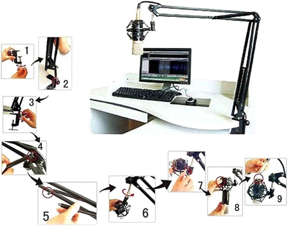 Extendable Recording Microphone Holder Microphone Suspension Boom Scissor Arm Stand for Radio Broadc