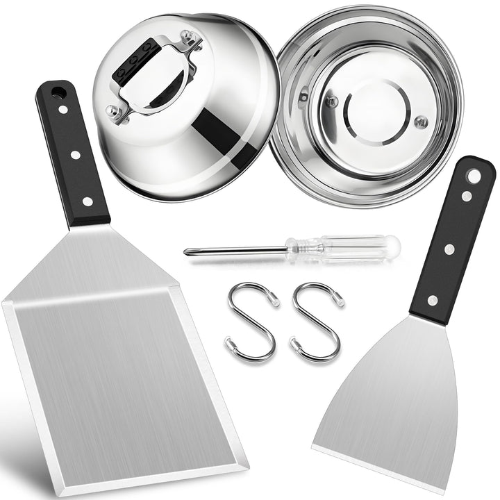 HaWare Grillspachtel mit Burgerglocke 4er Set, Abs Kunststoffgriff 2×Grillspachtel + 2×Bur