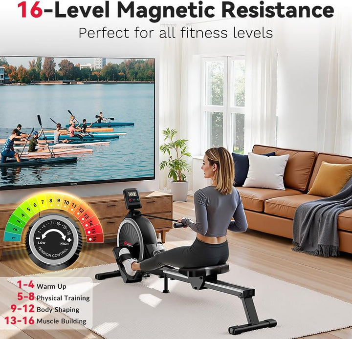 Magnetischer Rudergerät mit 16-stufiger Widerstandseinstellung, geräuscharm unter 30 dB, LCD-Trainin