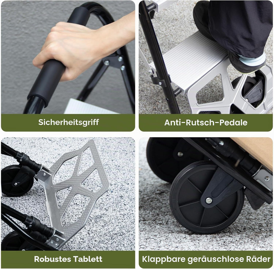 2-in-1 Klappbarer Sackkarren & 3-stufige Leiter, 3-stufige Klappbare Stahlleiter, Umwandlungsfähiger