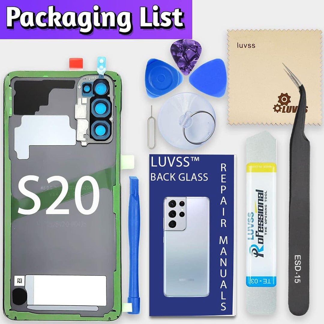 LUVSS Akkudeckel für Samsung Galaxy S20 Rückseite Glas Deckel Original Backcover Ersatz Reparatur Se
