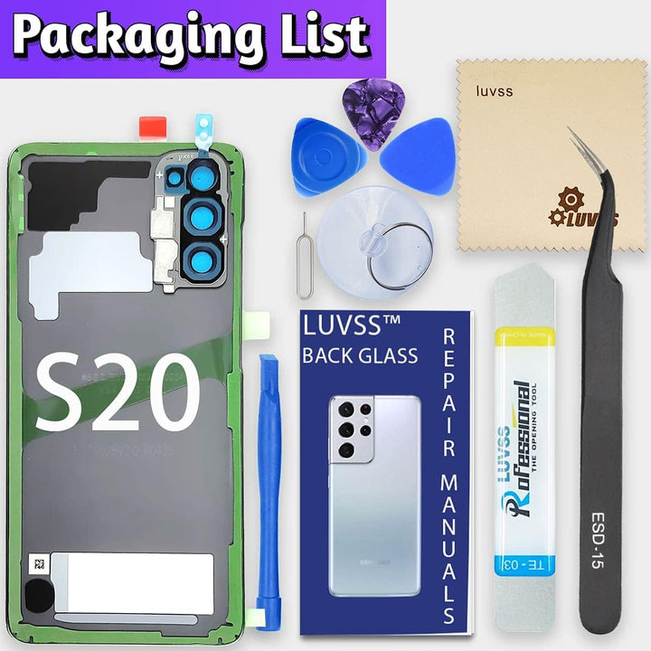 LUVSS Akkudeckel für Samsung Galaxy S20 Rückseite Glas Deckel Original Backcover Ersatz Reparatur Se