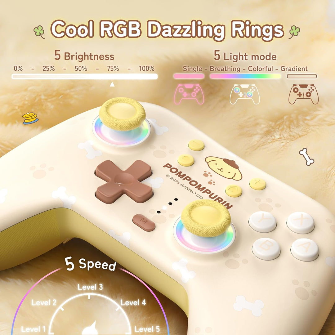 Kuitmor Wireless PC Controller mit RGB, Hall Effekt Joysticks, 1000 Hz Abfragerate, Turbo, Remappabl