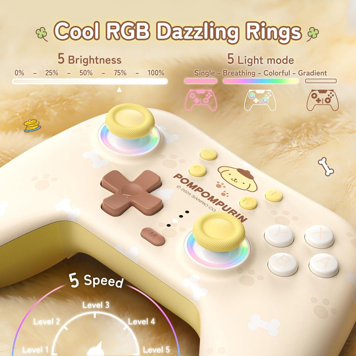 Kuitmor Wireless PC Controller mit RGB, Hall Effekt Joysticks, 1000 Hz Abfragerate, Turbo, Remappabl