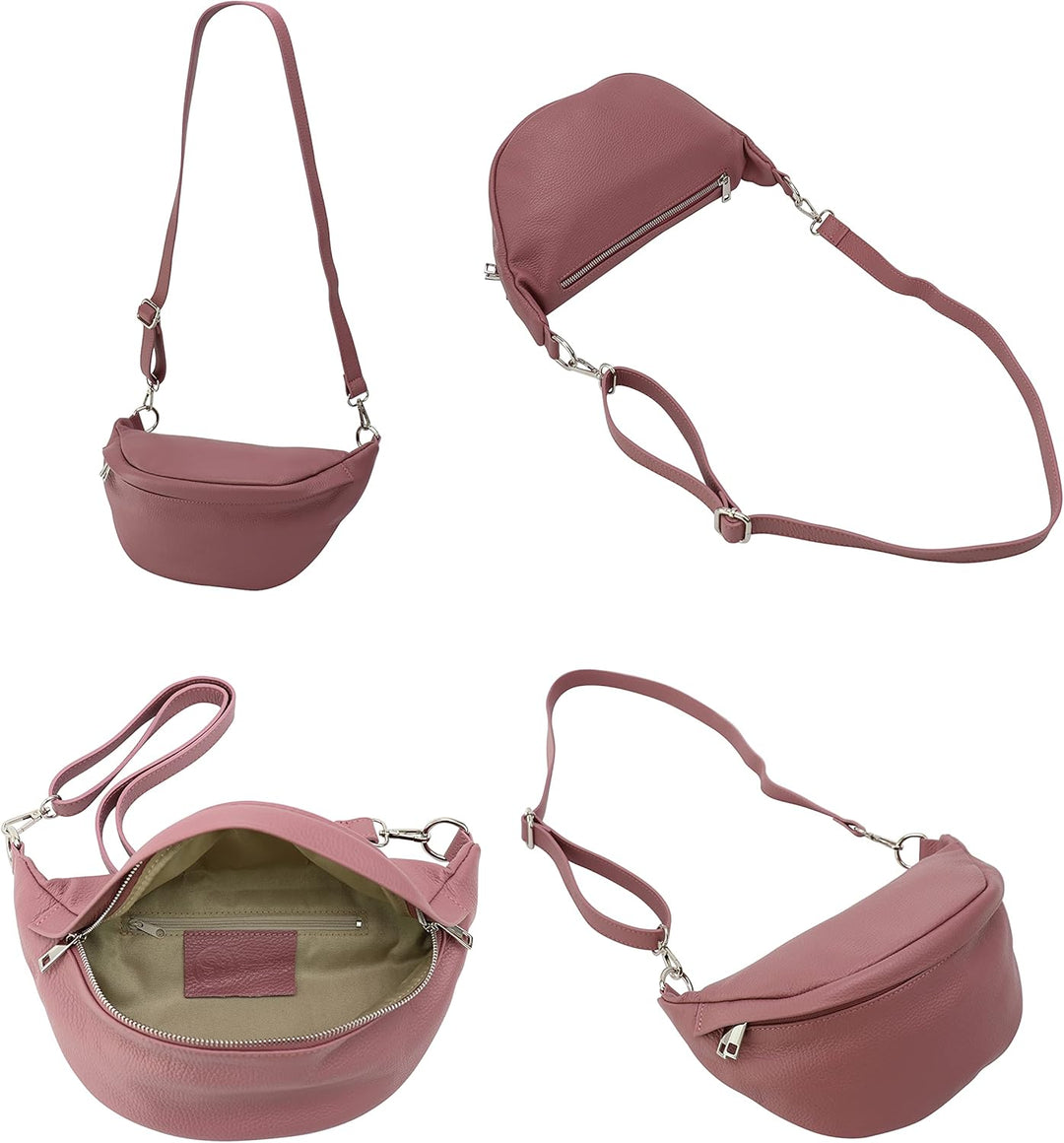 SH Leder ® echt Leder Hüfttasche Damen Herren Unisex Gürteltasche für Festival Reise Bauchtasche mit