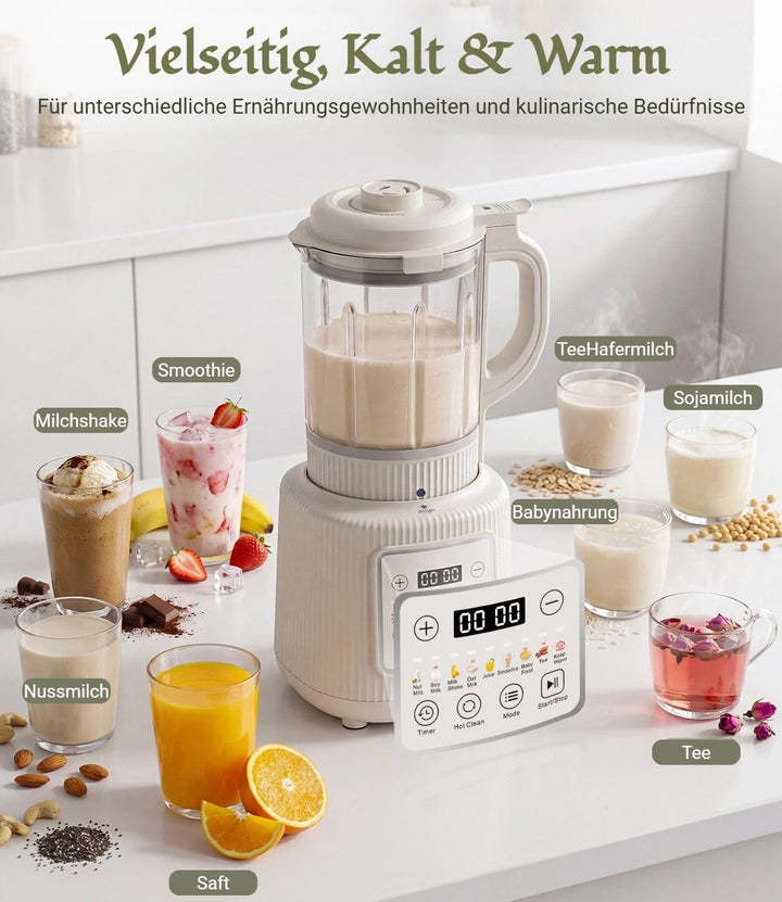 Nussmilch Maschine 11-in-1, 1,75L Automatisch Sojamilchbereiter, Für Selbstgemachte Pflanzenmilch, H