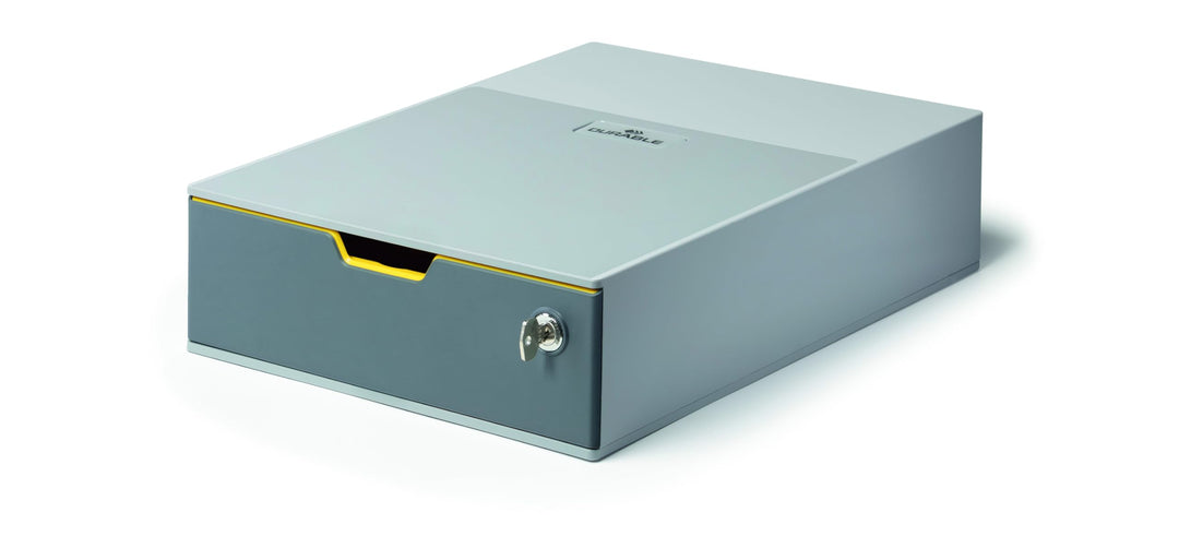 Durable Schubladenbox abschliessbar (Varicolor 1 Safe) 1 Fach, anthrazit/gelb, 760127, 1 Fach