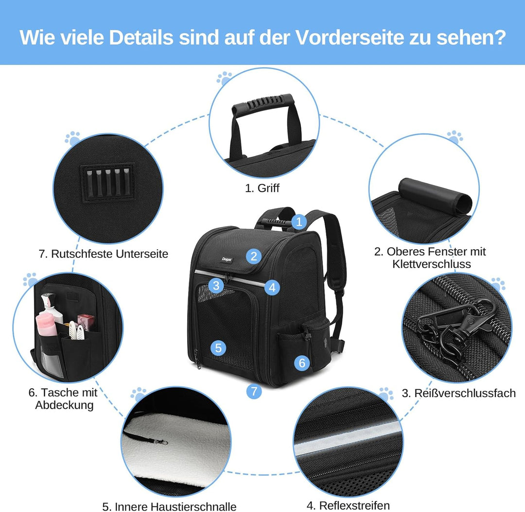 Erweiterbar Katzenrucksack mit Netzfenster, Tragbare und Faltbare Haustier Rucksack mit Innerer Sich